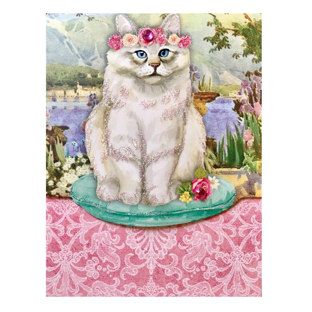 Punch Studio Rose Crown Couture Kitty Cat Embellished Mini Pocket Notepad 65662